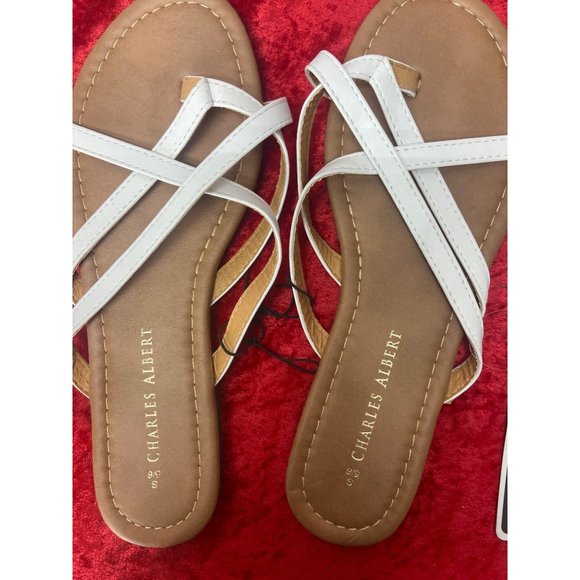 Charles Albert Open-Toe Sandals White Criss Cross‎ Size Small 5/6 - Picture 5 of 5